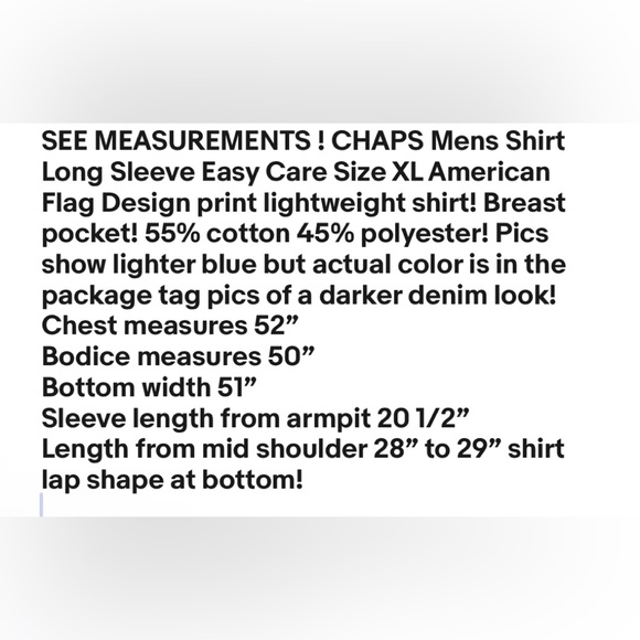 CHAPS Mens Shirt Long Sleeve Easy Care Size XL American Flag Design New - Picture 8 of 8